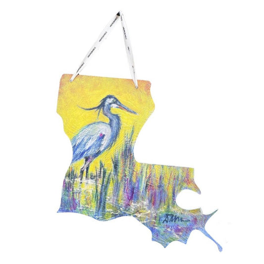 Louisiana Blue Heron Door Hanger