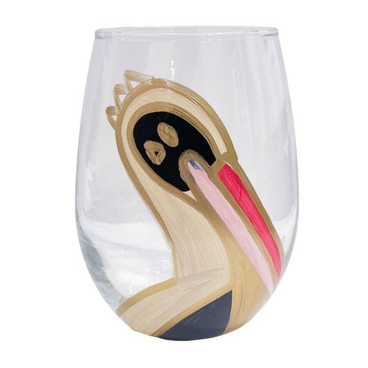 Fall Pelican Hand-Painted Wine Glasses