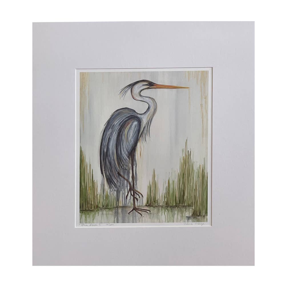 "Blue Heron I" Matted Fine Art Reproduction