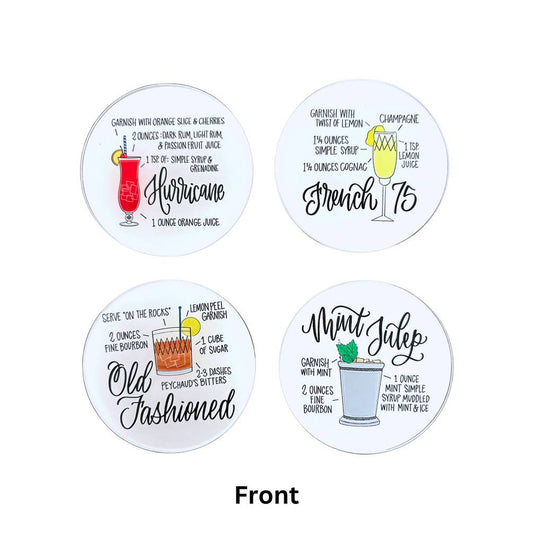 Cocktail Recpie Double-Sided Acrylic Coaster Set
