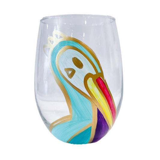 Original Blue Pelican Hand-Painted Wine Glasses