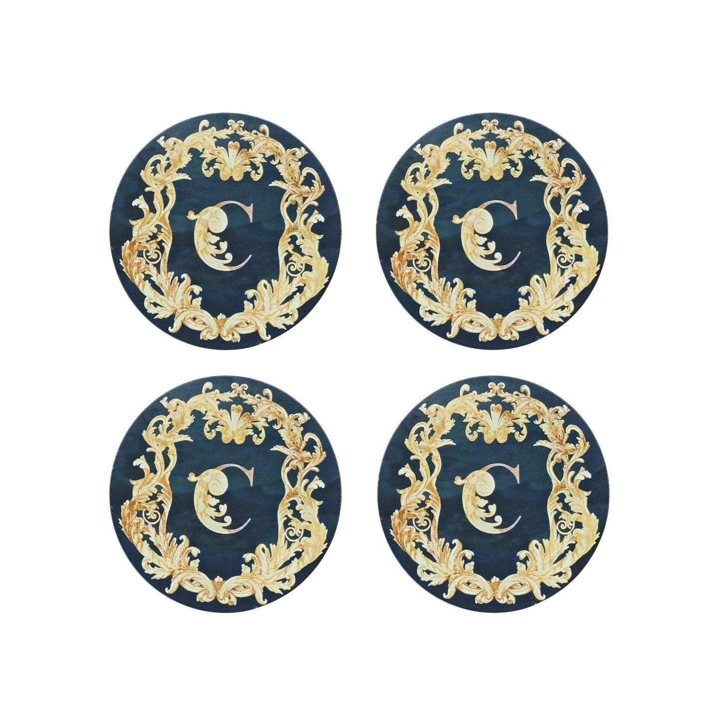 Custom Antique Rococo Crest Double-Sided Acrylic Coaster Set