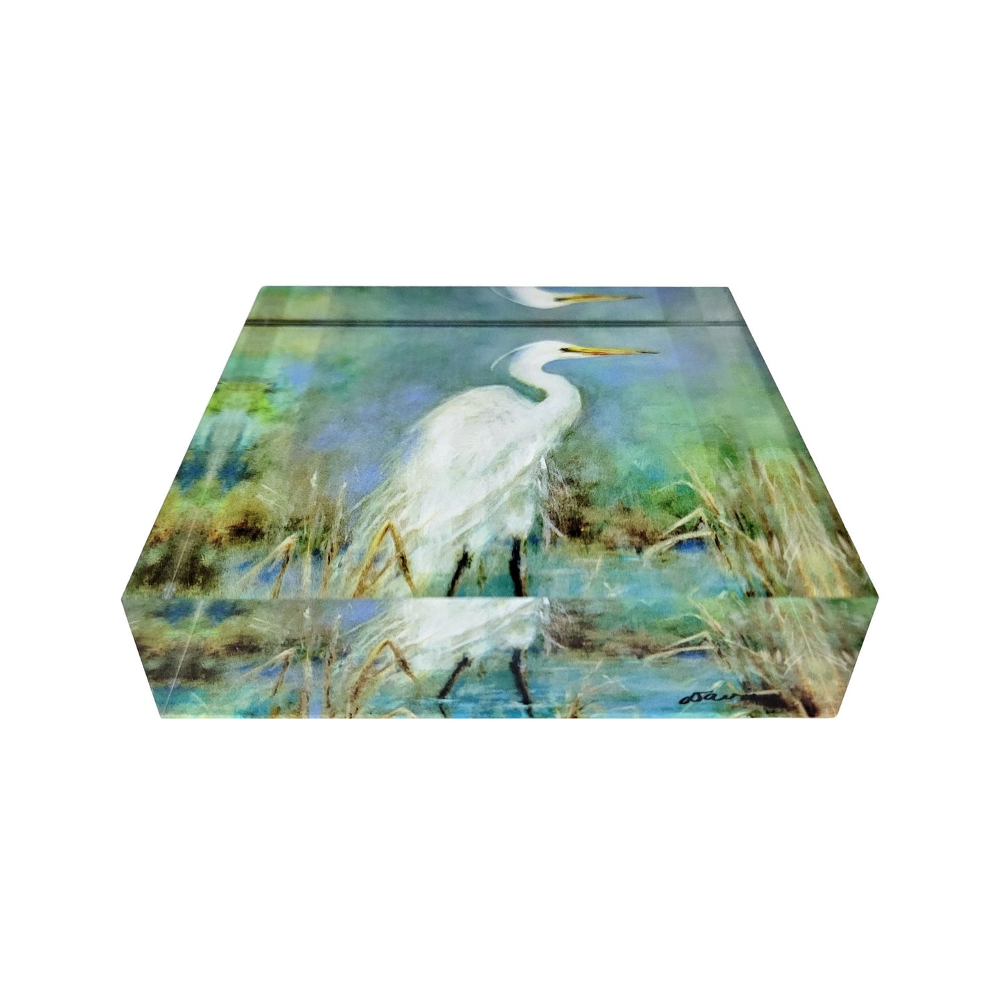 "Great White Egret" Acrylic Art Block