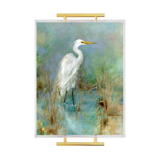 Great White Egret Acrylic Serving Tray