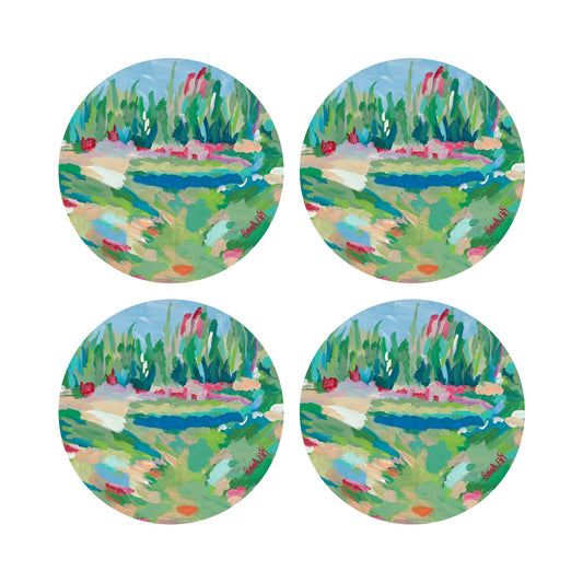 "La Tour du Jardin" Double-Sided Acrylic Coaster Set