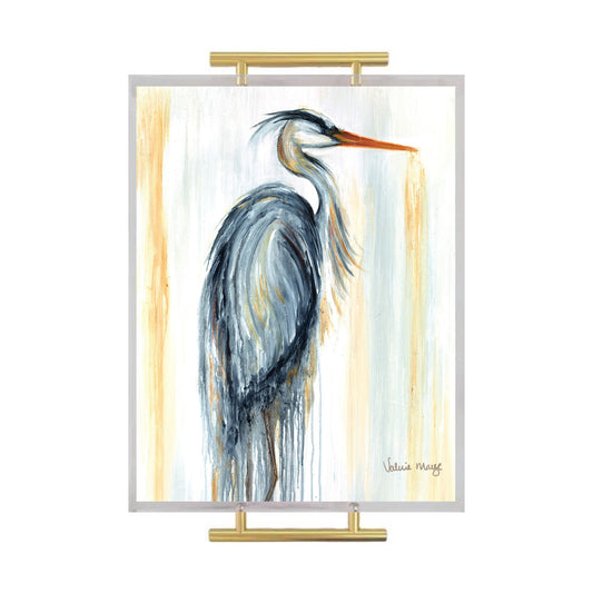 Watercolor Heron Acrylic Serving Tray