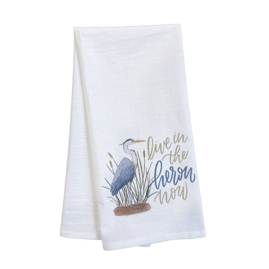Live in the Heron Now Kitchen Towel