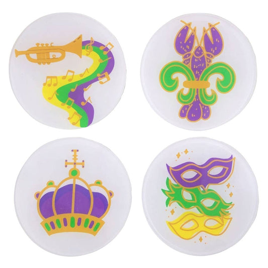 Mardi Gras Double-Sided Acrylic Coaster Set
